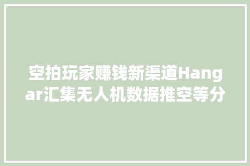 空拍玩家赚钱新渠道Hangar汇集无人机数据推空等分析做事