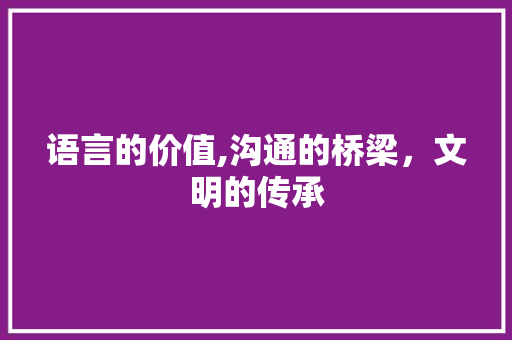 语言的价值,沟通的桥梁，文明的传承