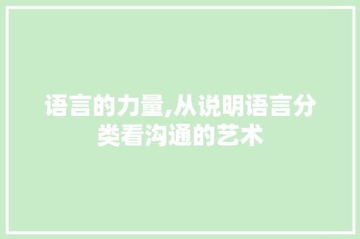 语言的力量,从说明语言分类看沟通的艺术