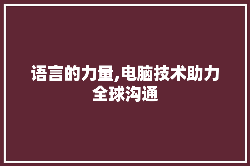 语言的力量,电脑技术助力全球沟通