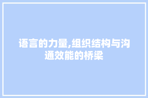 语言的力量,组织结构与沟通效能的桥梁