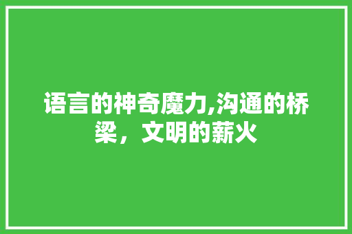 语言的神奇魔力,沟通的桥梁，文明的薪火