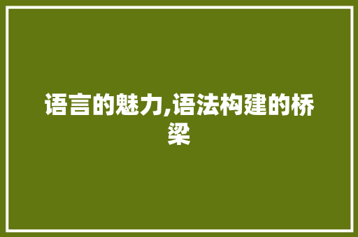 语言的魅力,语法构建的桥梁