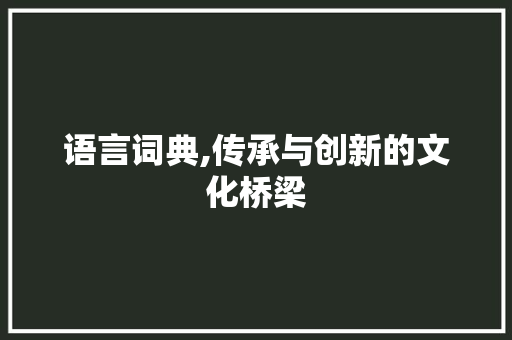 语言词典,传承与创新的文化桥梁