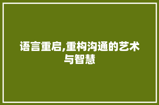 语言重启,重构沟通的艺术与智慧