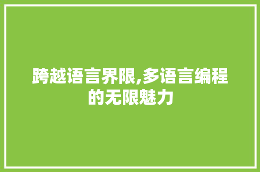 跨越语言界限,多语言编程的无限魅力