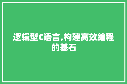 逻辑型C语言,构建高效编程的基石