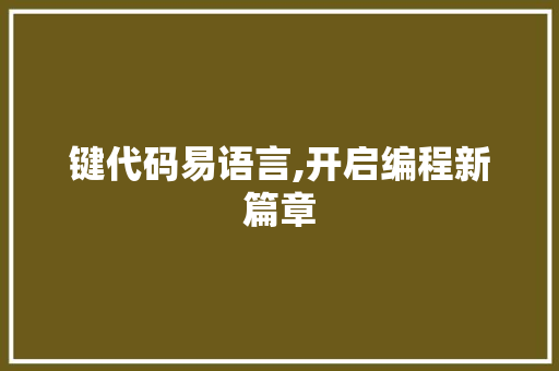 键代码易语言,开启编程新篇章