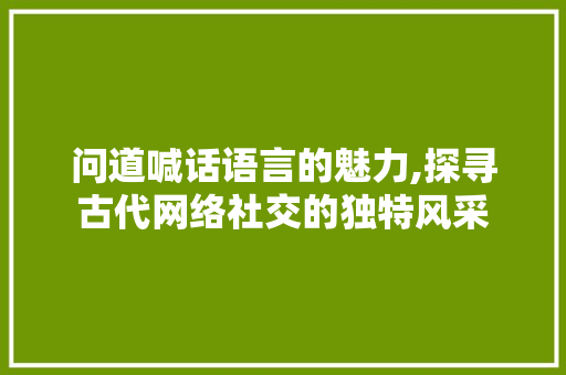 问道喊话语言的魅力,探寻古代网络社交的独特风采