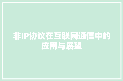 非IP协议在互联网通信中的应用与展望