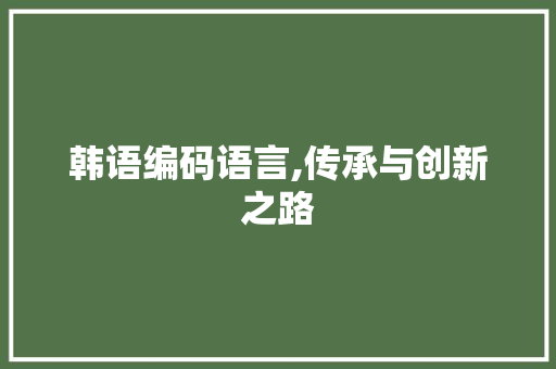 韩语编码语言,传承与创新之路