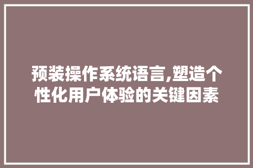 预装操作系统语言,塑造个性化用户体验的关键因素