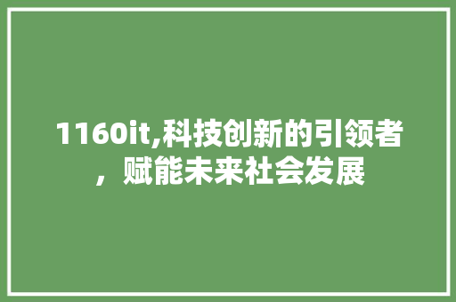 1160it,科技创新的引领者，赋能未来社会发展