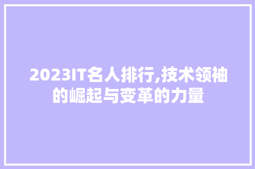 2023IT名人排行,技术领袖的崛起与变革的力量