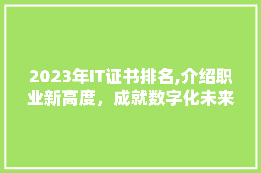 2023年IT证书排名,介绍职业新高度，成就数字化未来