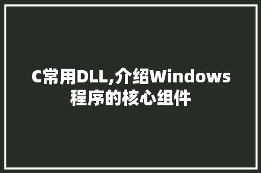 C常用DLL,介绍Windows程序的核心组件