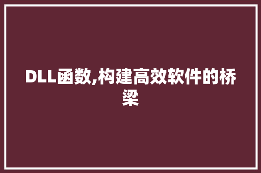 DLL函数,构建高效软件的桥梁