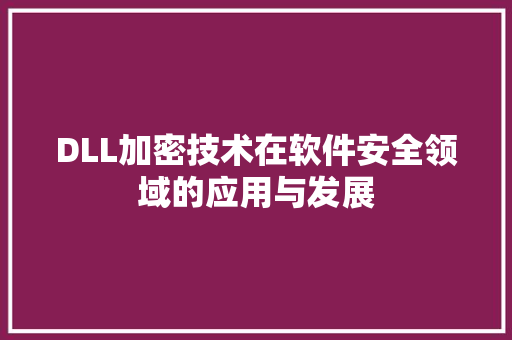 DLL加密技术在软件安全领域的应用与发展