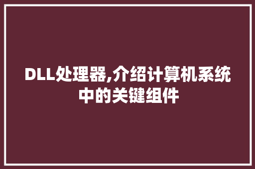 DLL处理器,介绍计算机系统中的关键组件