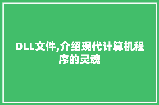 DLL文件,介绍现代计算机程序的灵魂