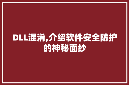 DLL混淆,介绍软件安全防护的神秘面纱