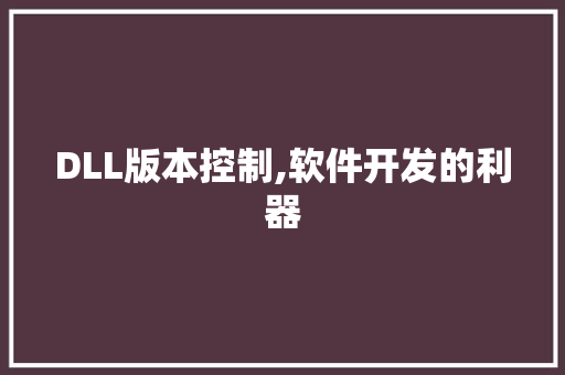 DLL版本控制,软件开发的利器