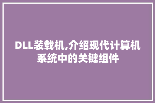 DLL装载机,介绍现代计算机系统中的关键组件