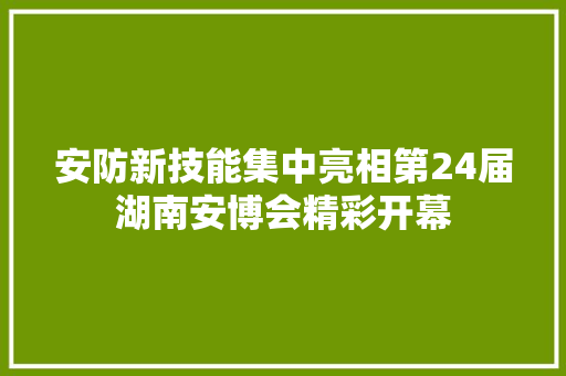 安防新技能集中亮相第24届湖南安博会精彩开幕