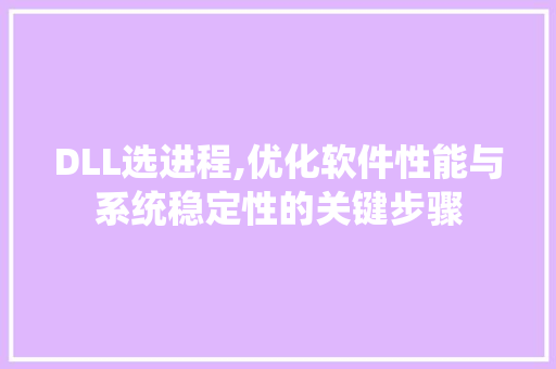 DLL选进程,优化软件性能与系统稳定性的关键步骤