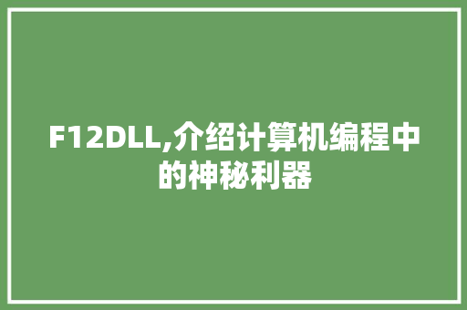 F12DLL,介绍计算机编程中的神秘利器