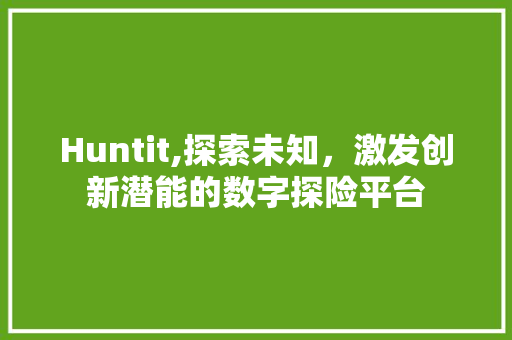 Huntit,探索未知，激发创新潜能的数字探险平台