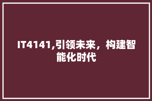 IT4141,引领未来，构建智能化时代