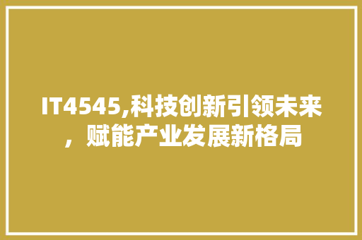 IT4545,科技创新引领未来，赋能产业发展新格局