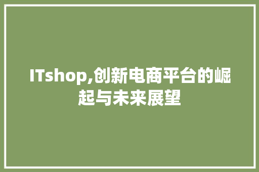 ITshop,创新电商平台的崛起与未来展望