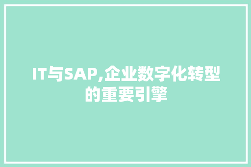 IT与SAP,企业数字化转型的重要引擎