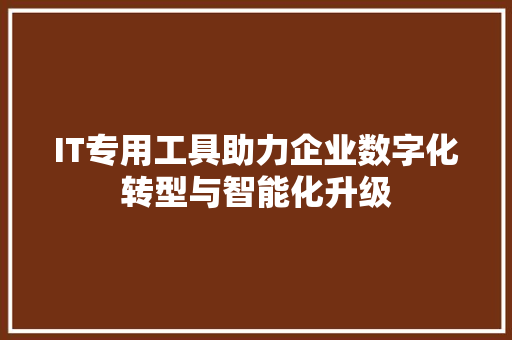 IT专用工具助力企业数字化转型与智能化升级