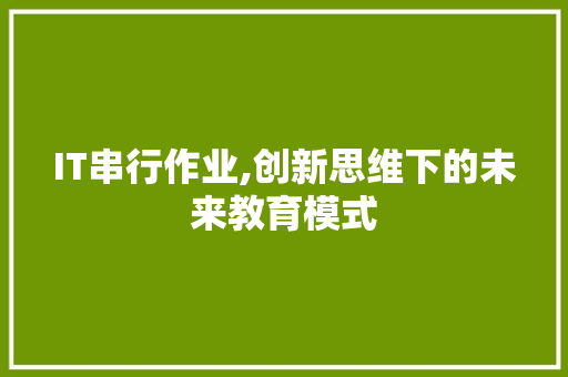 IT串行作业,创新思维下的未来教育模式