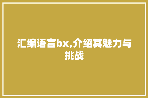 汇编语言bx,介绍其魅力与挑战