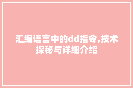 汇编语言中的dd指令,技术探秘与详细介绍