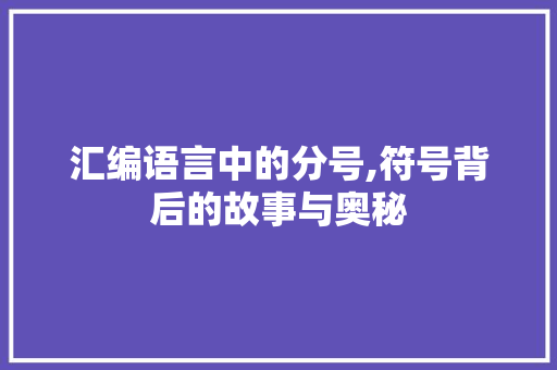 汇编语言中的分号,符号背后的故事与奥秘