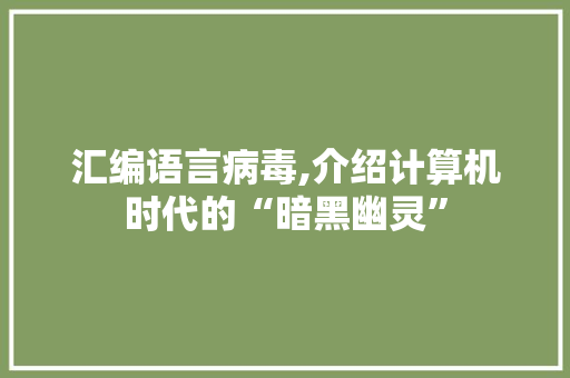 汇编语言病毒,介绍计算机时代的“暗黑幽灵”