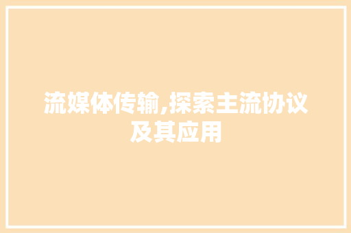 流媒体传输,探索主流协议及其应用