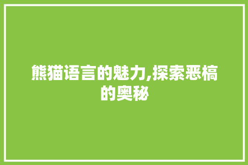 熊猫语言的魅力,探索恶槁的奥秘