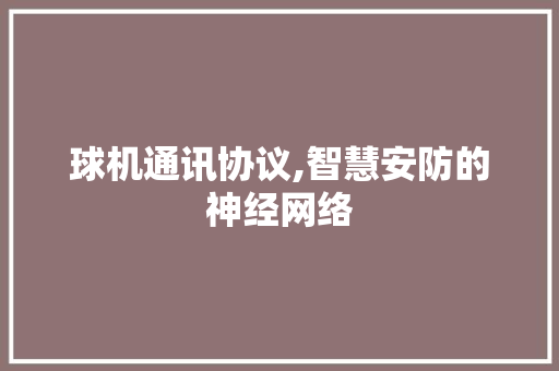 球机通讯协议,智慧安防的神经网络