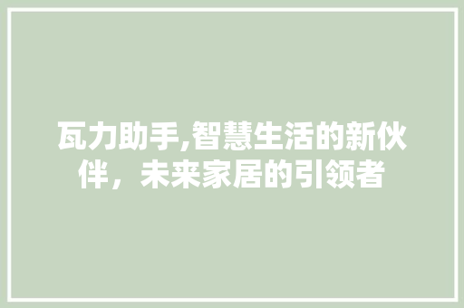 瓦力助手,智慧生活的新伙伴，未来家居的引领者