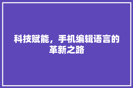 科技赋能，手机编辑语言的革新之路