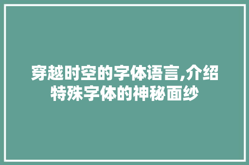 穿越时空的字体语言,介绍特殊字体的神秘面纱