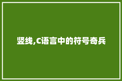 竖线,C语言中的符号奇兵