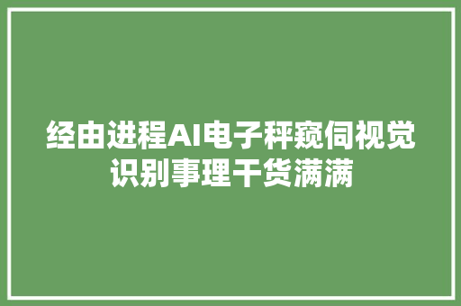 经由进程AI电子秤窥伺视觉识别事理干货满满