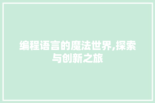 编程语言的魔法世界,探索与创新之旅